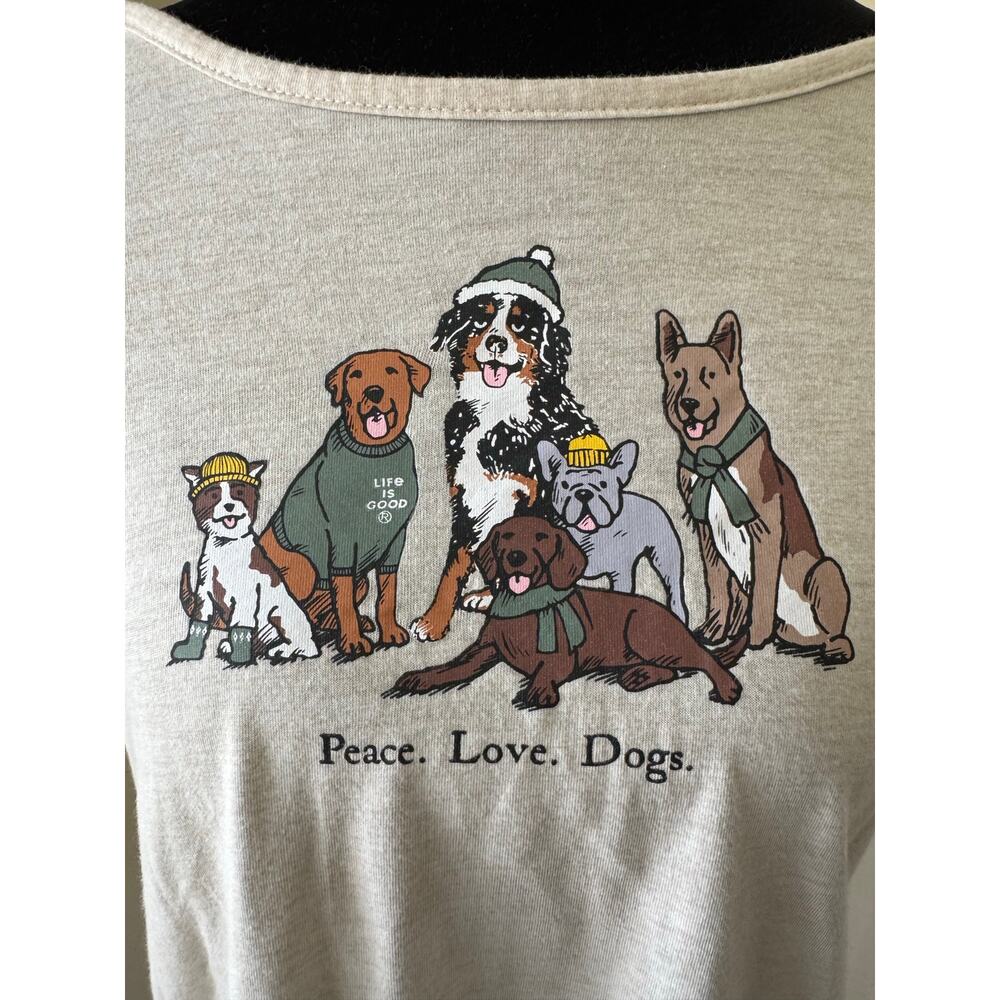 Life Is Good Peace Love Dogs Graphic Sleep Tee Shirt Size Small - Picture 2 of 10